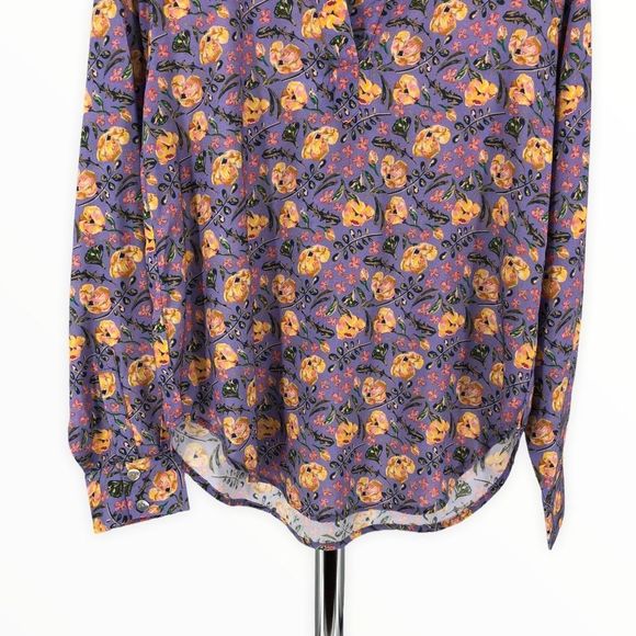 Nrvna Mode Cosette Floral Blouse Purple Floral Long Sleeve NWT size Small - Picture 7 of 13